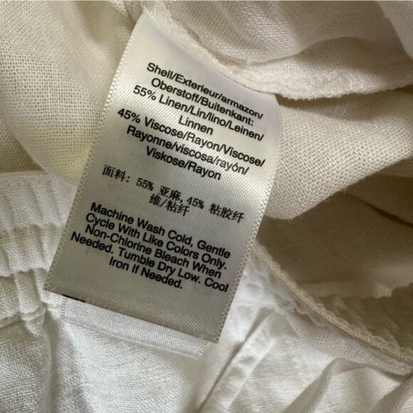 DKNY Pure NEW Linen Cotton Wide Leg Pockets Pull On Pants Crop Light Minimalist - Picture 11 of 11